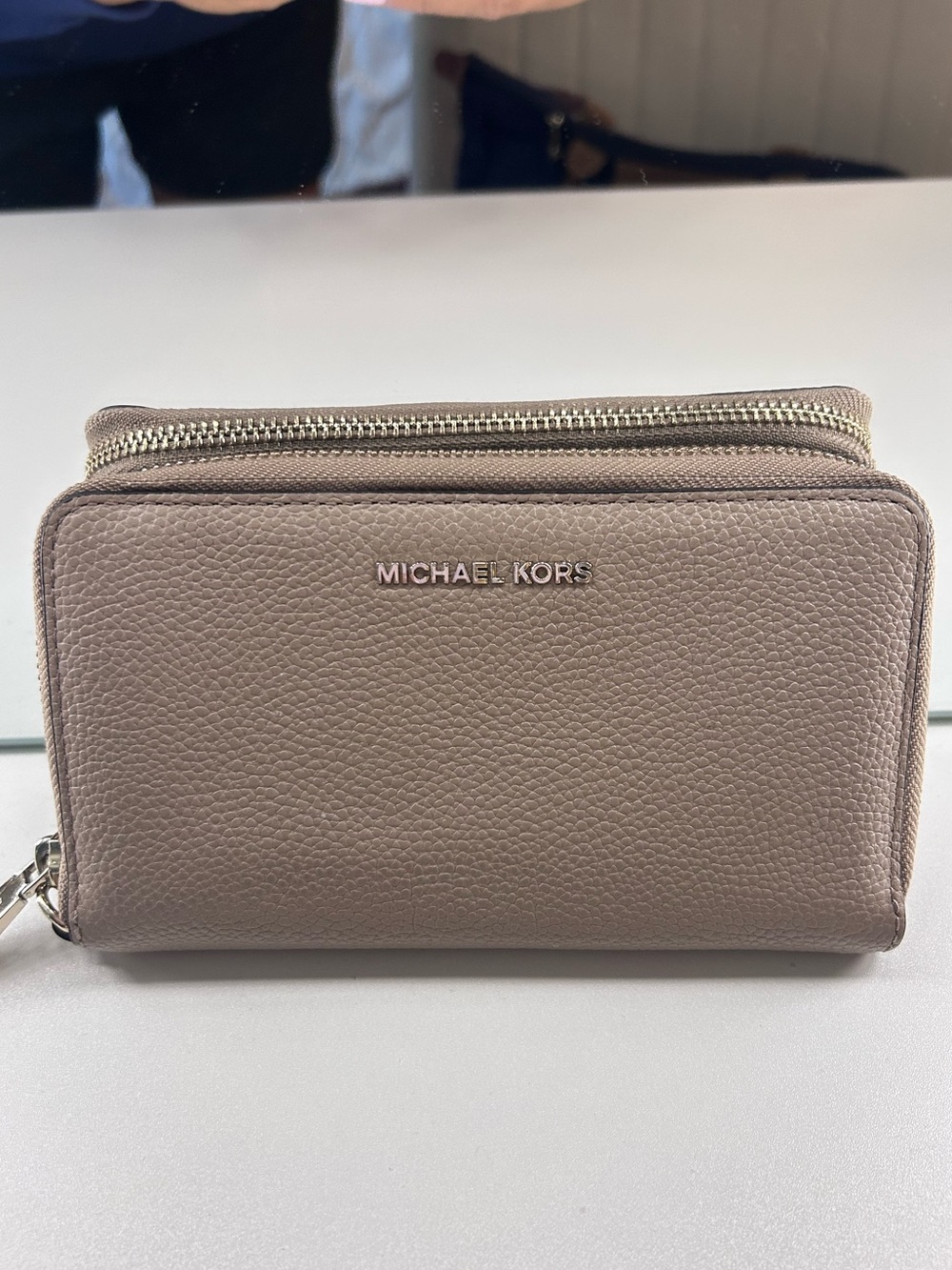 Michael Kors Pebbled Leather Zip-Around Wallet - Taupe Blush